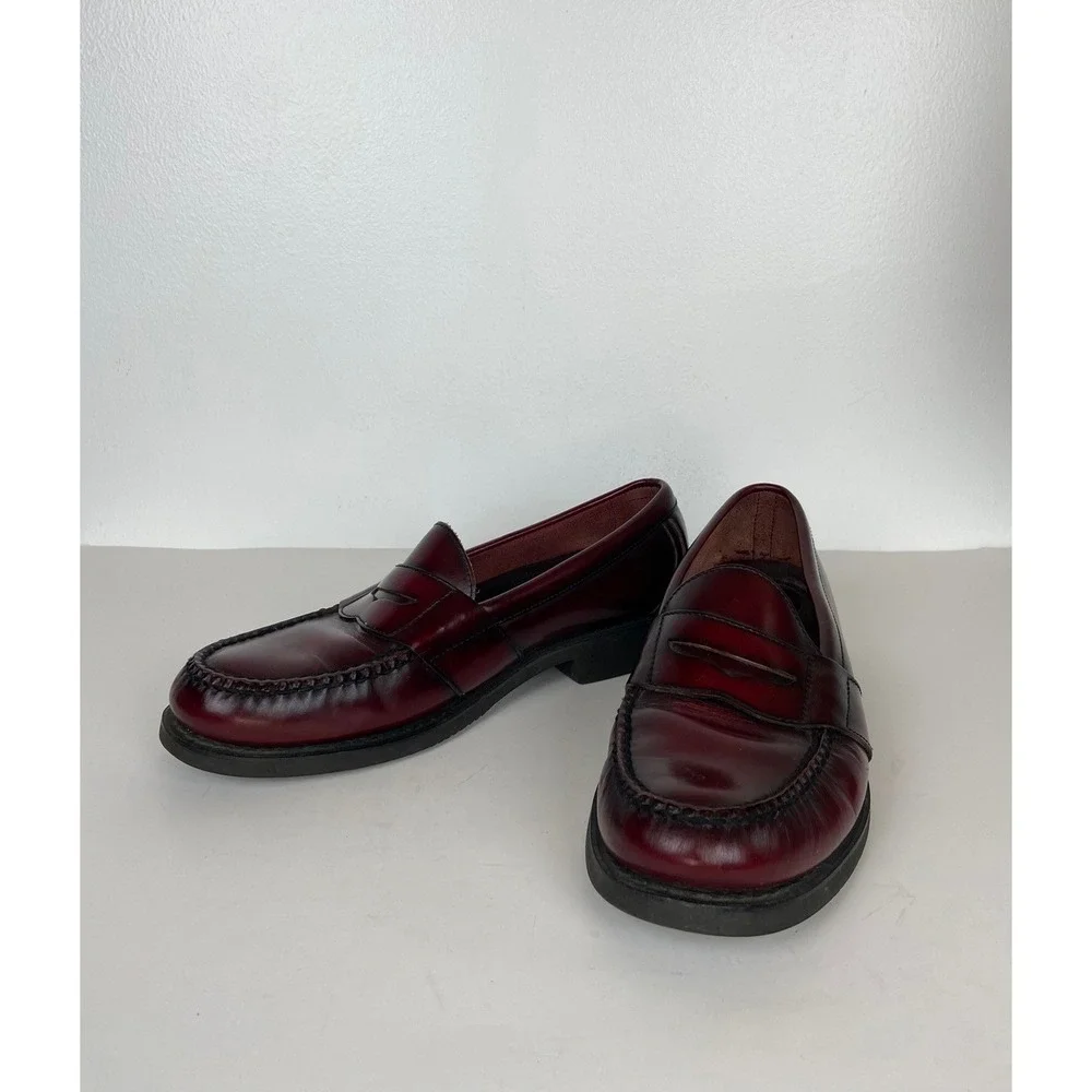 Rockport Men's Burgundy Leather Penny Loafers Size 9.5 N Peppy Classic Old Money